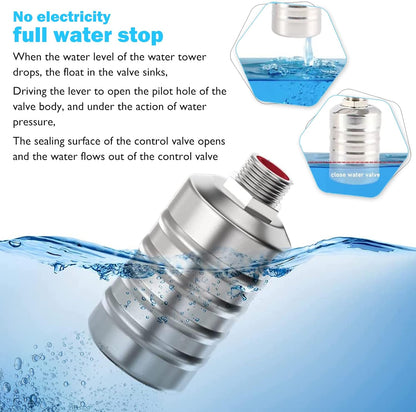 304 Stainless Steel Automatic Water Level Control Valve (1/2"-3/4")  with PTFE Tape and Adapters