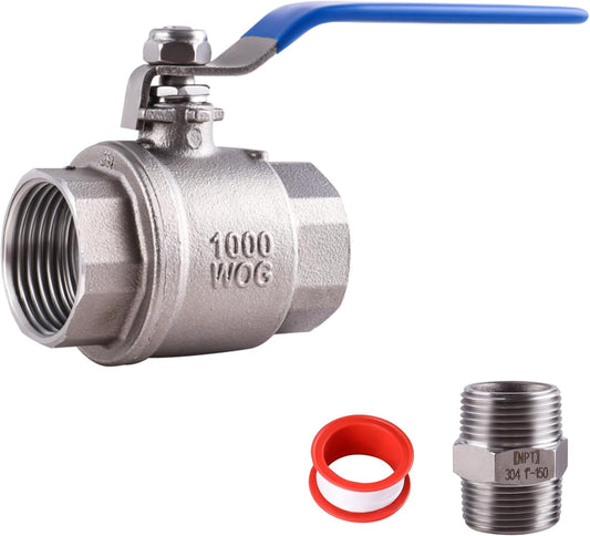 304 Stainless Steel  Ball Valve with Blue Vinyl Handle,1000 WOG