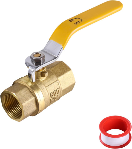 3/4 Inch Heavy Duty Full Port Ball Valve With Female Thread NPT Connector, 150 PSI WSP / 600 PSI WOG, Brass Plumbing Fitting