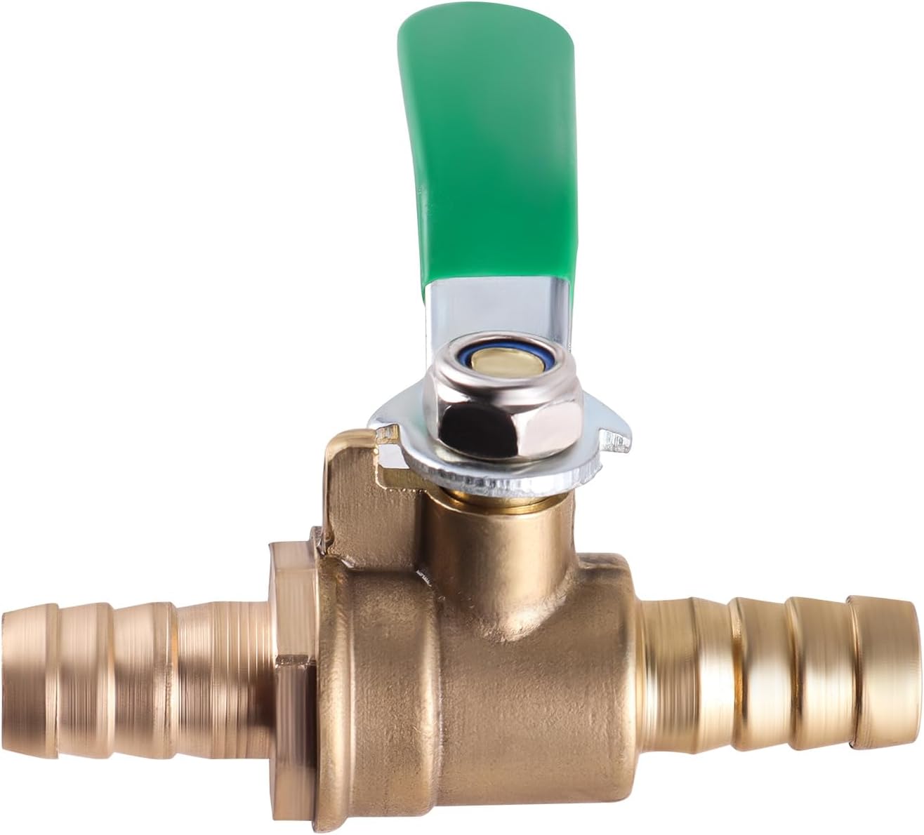 4 PCS 3/8 inch brass mini shut off ball barb valve with clamps kit for Water Air Fuel Line Oil