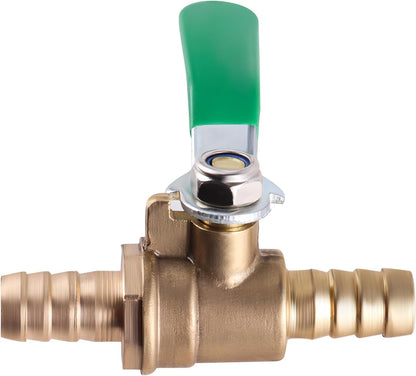 4 PCS 3/8 inch brass mini shut off ball barb valve with clamps kit for Water Air Fuel Line Oil