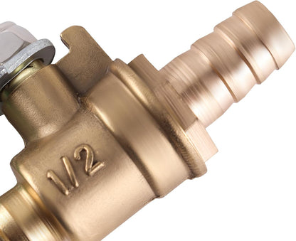 4 PCS 3/8 inch brass mini shut off ball barb valve with clamps kit for Water Air Fuel Line Oil