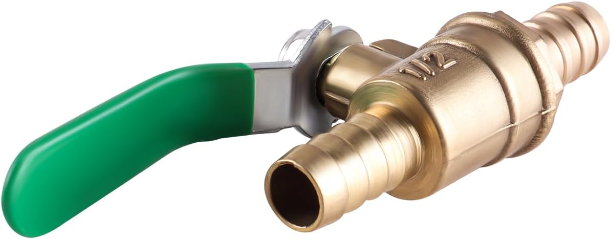 4 PCS 3/8 inch brass mini shut off ball barb valve with clamps kit for Water Air Fuel Line Oil