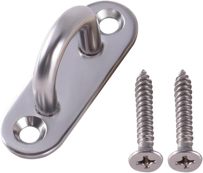 Ceiling Hooks Pad Eye Plate U Hooks, Heavy Duty 304 Stainless Steel Pad Eye Hooks with Screws, Marine Grade Hardware Ring Hooks for Outdoor Indoor Activity