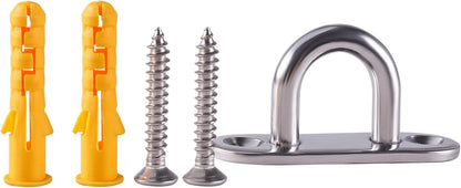 Ceiling Hooks Pad Eye Plate U Hooks, Heavy Duty 304 Stainless Steel Pad Eye Hooks with Screws, Marine Grade Hardware Ring Hooks for Outdoor Indoor Activity