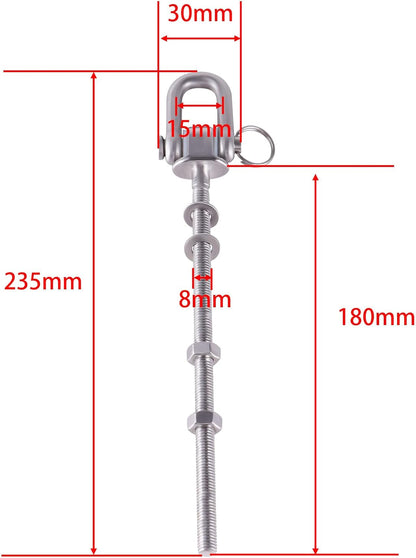 Heavy Duty Swing Hanger, Set of 2 Stainless Steel 304 M8 x 9.3 inch Swing Hooks, 250KG Capacity, Swing Bolts for Wood and Steel Beam Yoga Hammock Chair Punching Bag Porch Swing Sets Seat（EU）