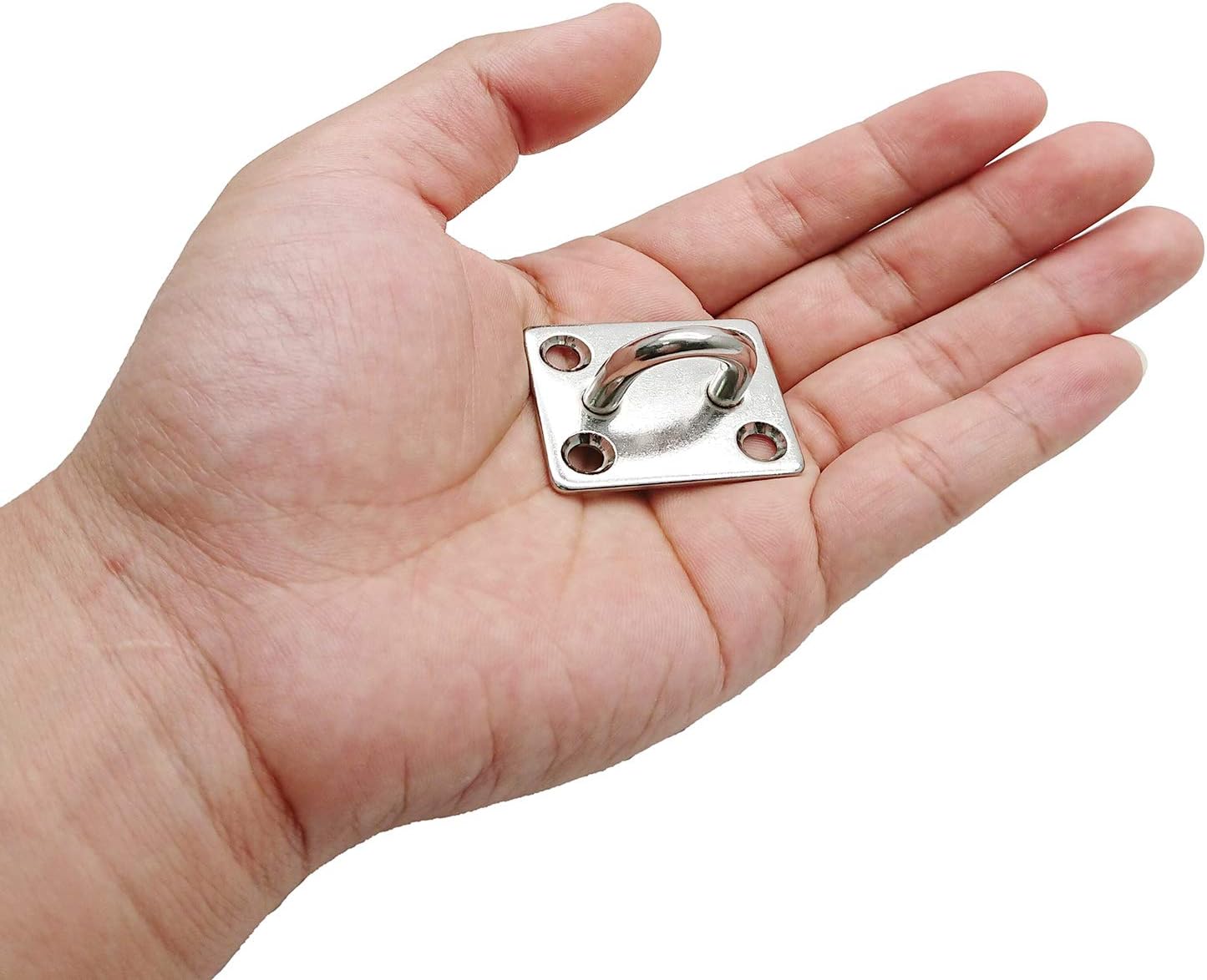 Square Pad Eye Hooks, Heavy Duty 304 Stainless Steel Pad Eye Hooks with Screws, Marine Grade Hardware Hooks for Outdoor Indoor Activity