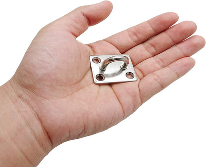 Square Pad Eye Hooks, Heavy Duty 304 Stainless Steel Pad Eye Hooks with Screws, Marine Grade Hardware Hooks for Outdoor Indoor Activity