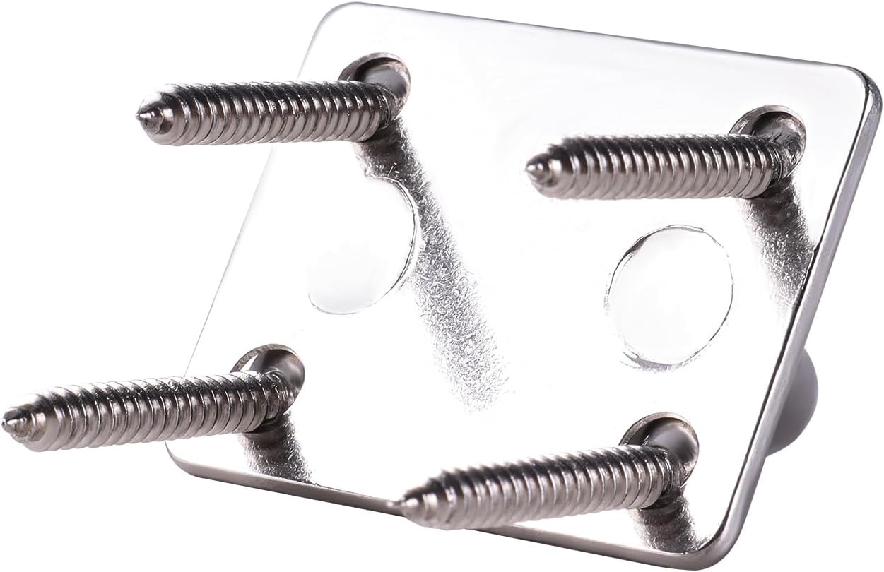 Square Pad Eye Hooks, Heavy Duty 304 Stainless Steel Pad Eye Hooks with Screws, Marine Grade Hardware Hooks for Outdoor Indoor Activity