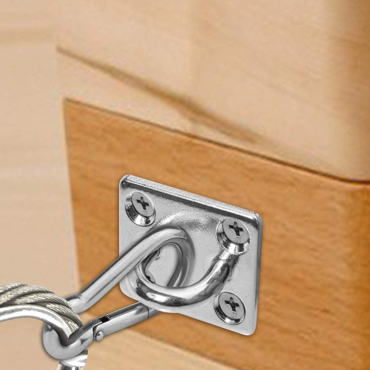 Square Pad Eye Hooks, Heavy Duty 304 Stainless Steel Pad Eye Hooks with Screws, Marine Grade Hardware Hooks for Outdoor Indoor Activity