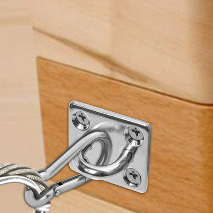 Square Pad Eye Hooks, Heavy Duty 304 Stainless Steel Pad Eye Hooks with Screws, Marine Grade Hardware Hooks for Outdoor Indoor Activity