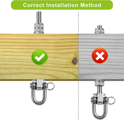Heavy Duty Swing Hanger, Set of 2 Stainless Steel 304 M8 x 9.3 inch Swing Hooks, 250KG Capacity, Swing Bolts for Wood and Steel Beam Yoga Hammock Chair Punching Bag Porch Swing Sets Seat（EU）