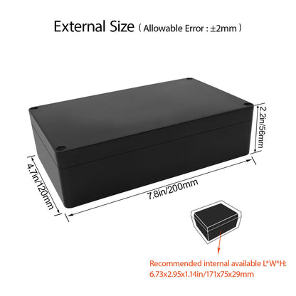 Project Box IP65 Waterproof Junction Box ABS Plastic Black Electrical Boxes DIY Electronic Project Case Power Enclosure