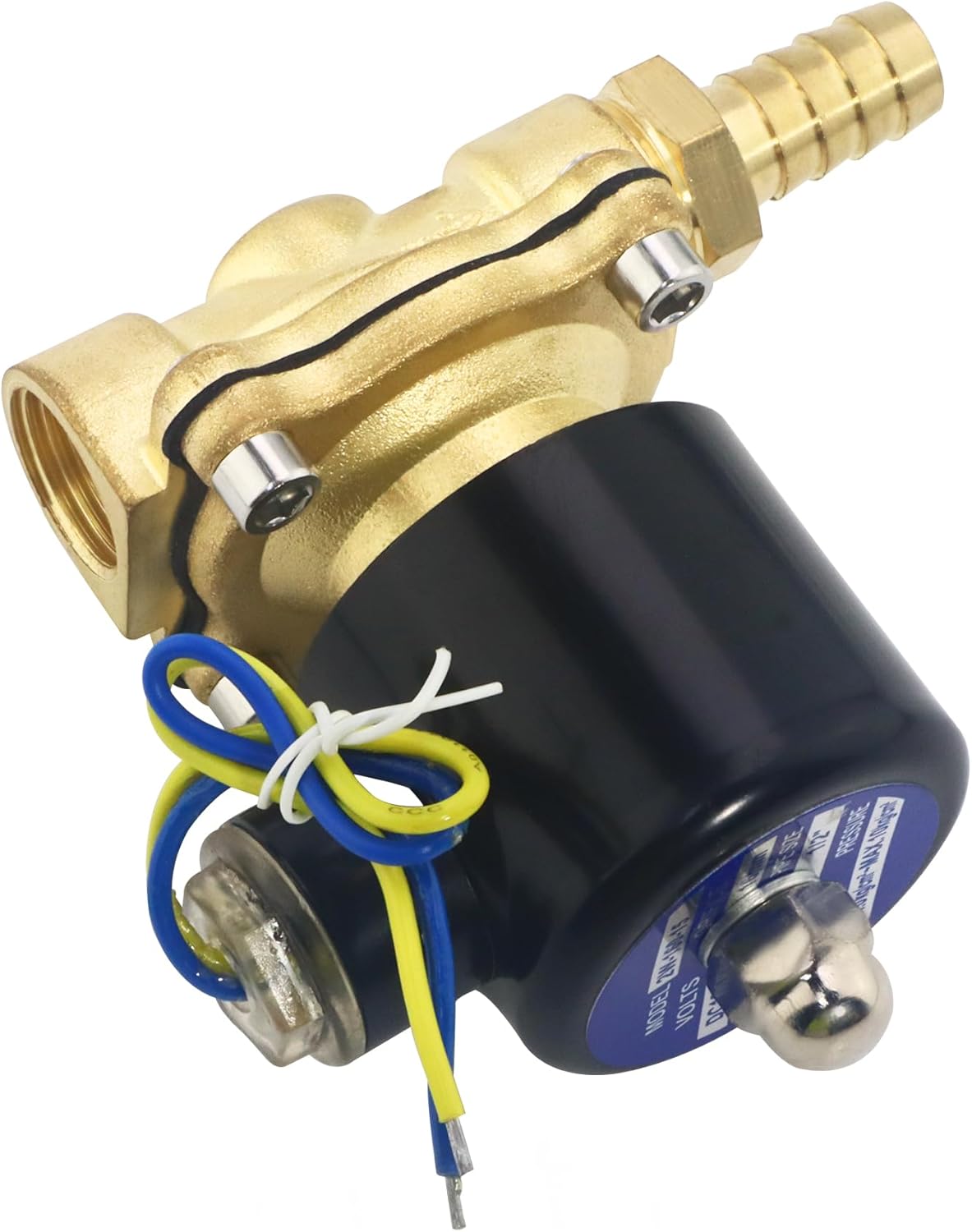 Brass Electric  Solenoid Valve, DC12V, Normally Closed for Water, Air, Gas, Fuel, Oil, Includes of 2 Fittings, 1 Tape, 2 Clamps, 1 Pair of Gloves