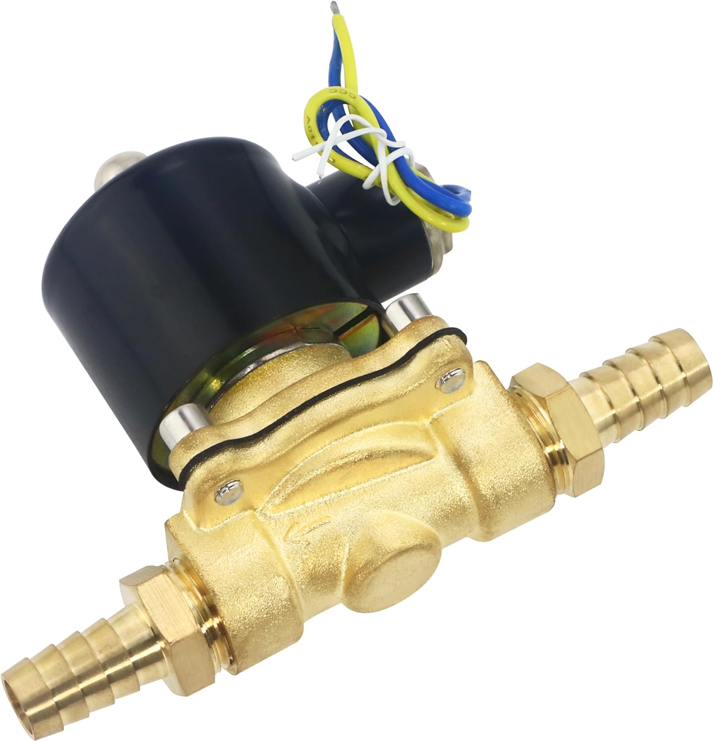 Brass Electric  Solenoid Valve, DC12V, Normally Closed for Water, Air, Gas, Fuel, Oil, Includes of 2 Fittings, 1 Tape, 2 Clamps, 1 Pair of Gloves