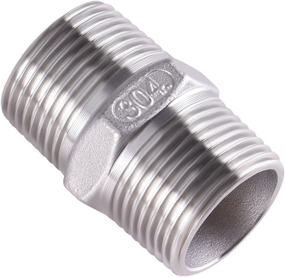 Full Port Ball Valve 3/4 Inch Male x Female Stainless Steel 304 Heavy Duty with Hex Nipple 3/4" Male x 3/4" Male Pipe Fitting and 1 m Tape for Water, Oil, and Gas,1000WOG (3/4 Inch NPT)