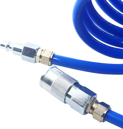 1/4"x25ft Polyurethane Recoil Air Hose | Industrial Quick Coupler Kit