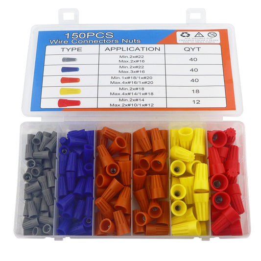 Wire Connectors Nuts 150 Pcs Spring Insert Twist Wire Caps Screw Terminals Electrical Wire Connectors Colorful Wire Assortment Nuts for Quick Connect of Wires
